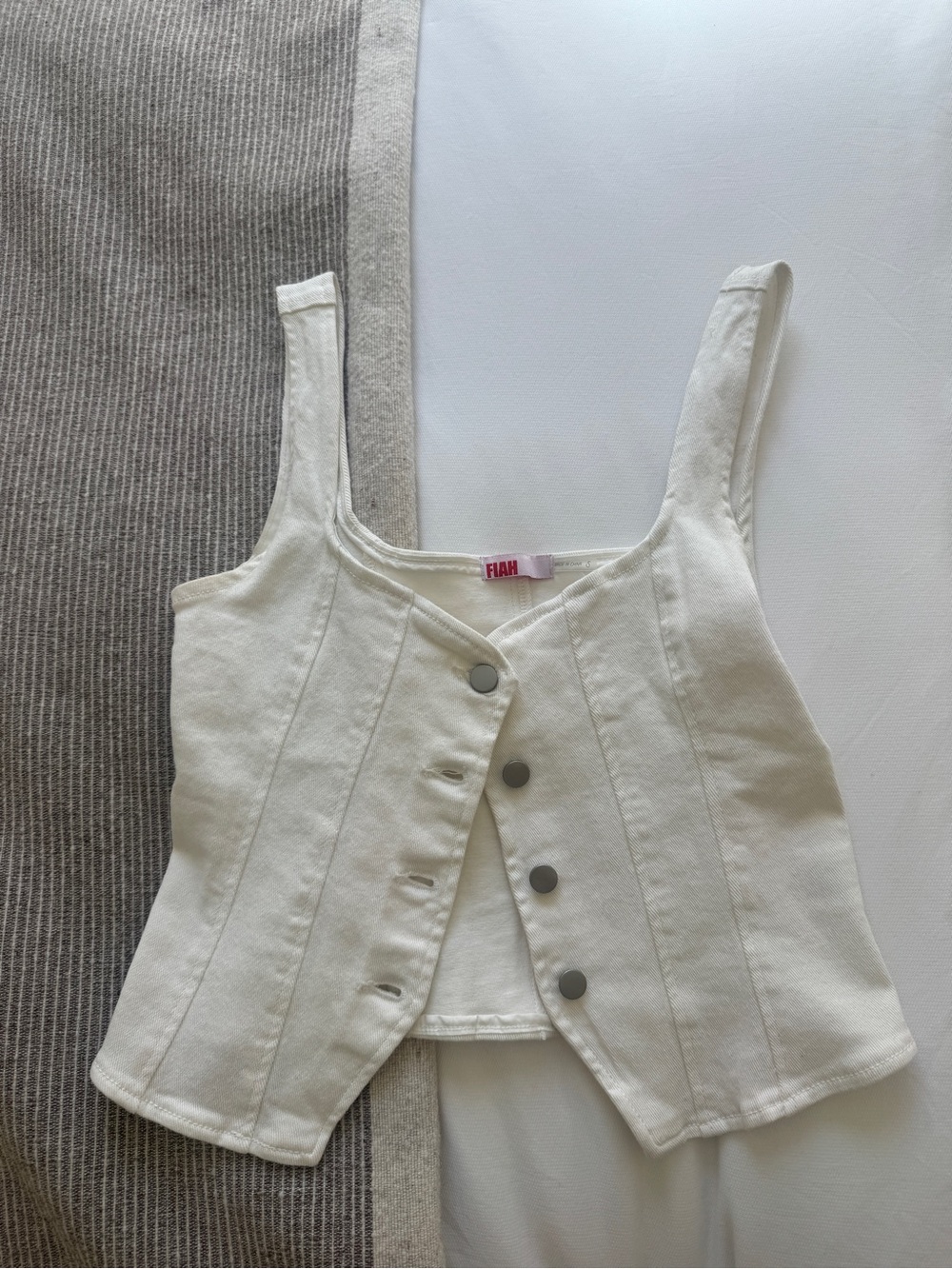 White Denim Button-Front women’s Vest
